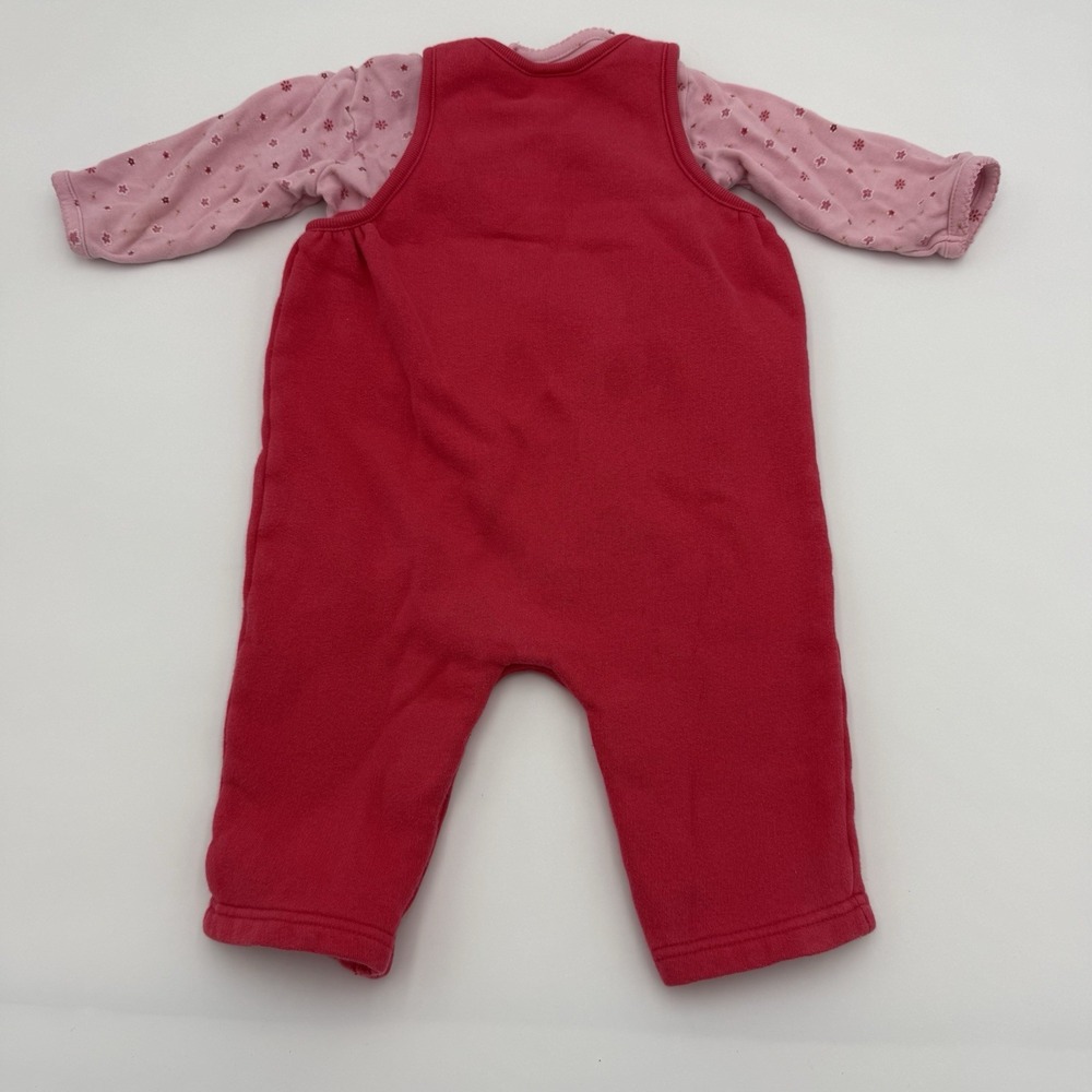 Vtg Carter's 12 Month Pink Overalls Y2K Jumpsuit Springtime Flowers 2 Piece Set - Picture 6 of 10